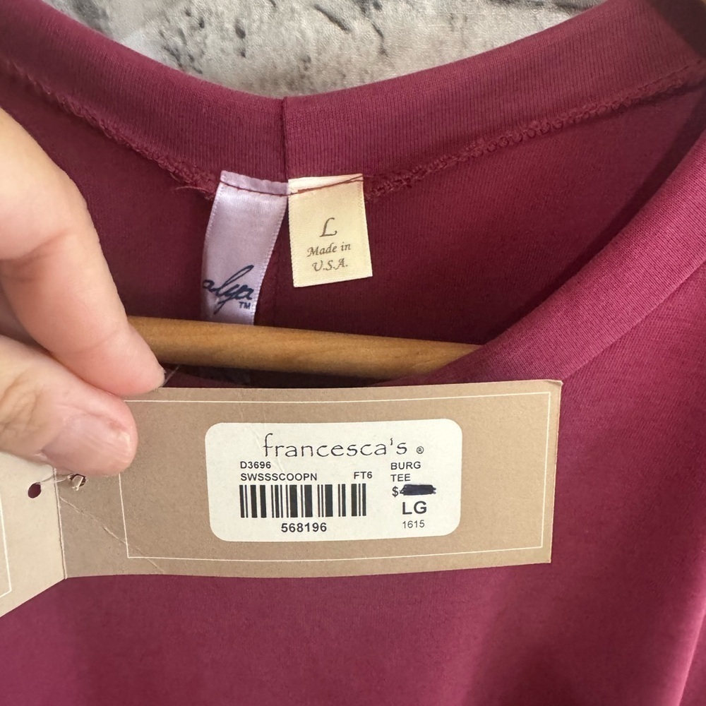 NWT! Women’s alya super soft short sleeve burgundy colored t-shirt dress Size Lg - Picture 4 of 5